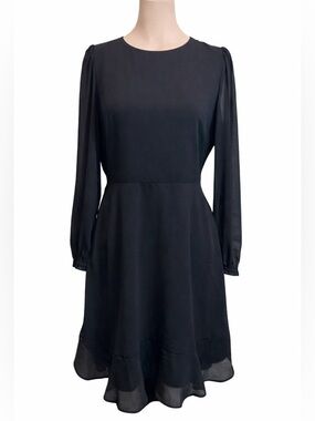 J. CREW Factory Mini Dress with Flounce Hem Black Size 2 #BY478